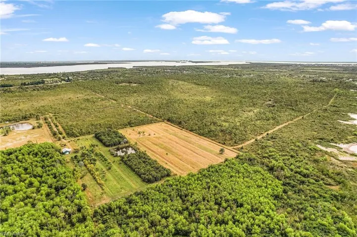 Overview of rural landscape featuring a large body of water