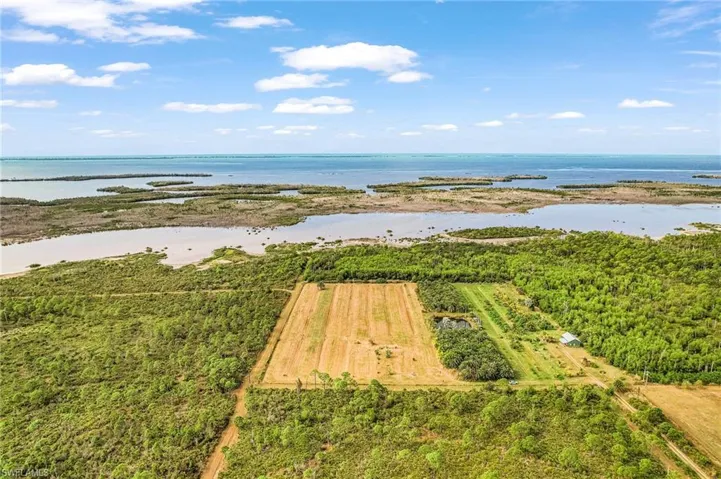 Aerial view of a large body of water