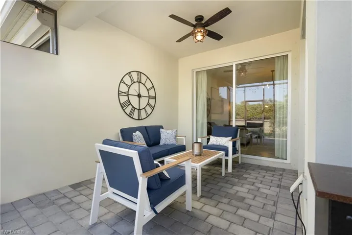 extended lanai space with ceiling fan