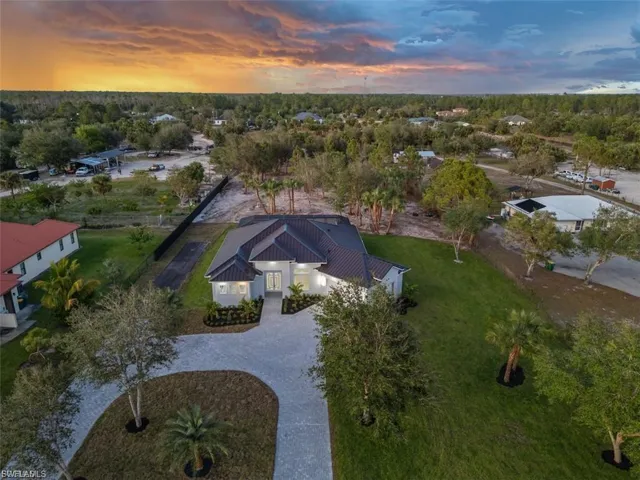 Aerial view at dusk