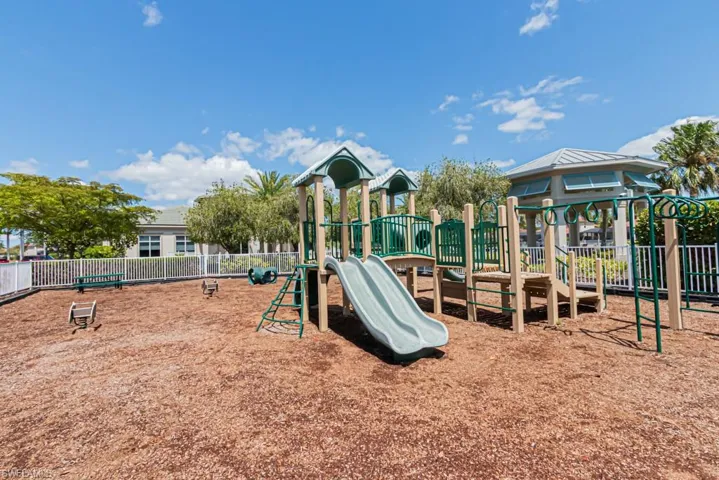 Community playground with fence