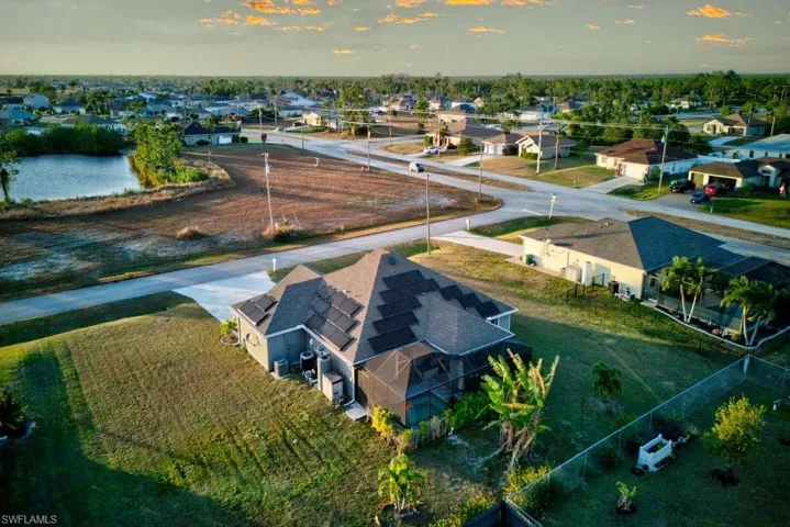 View of aerial view at dusk