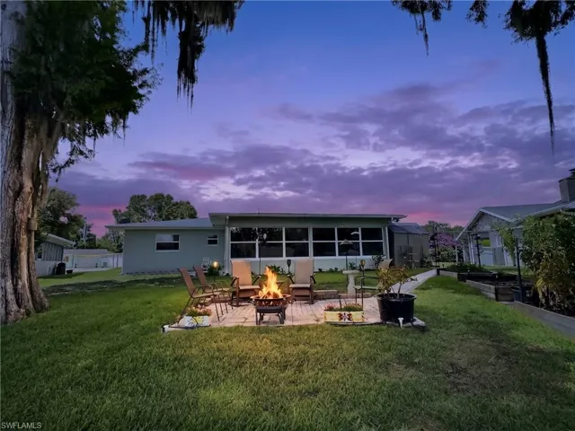 Twilight view, back of home