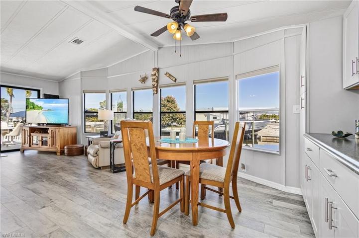 Beautiful canal views from the wall of windows in dining/living room