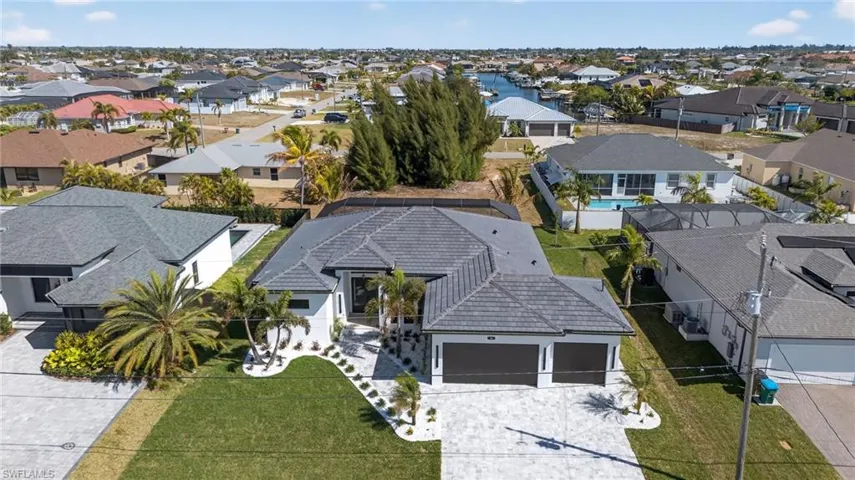 Aerial perspective of suburban area