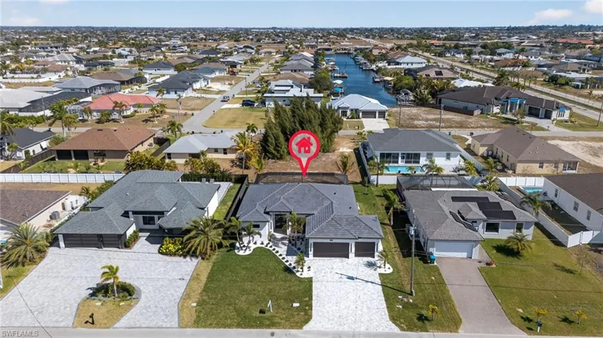 Aerial perspective of suburban area