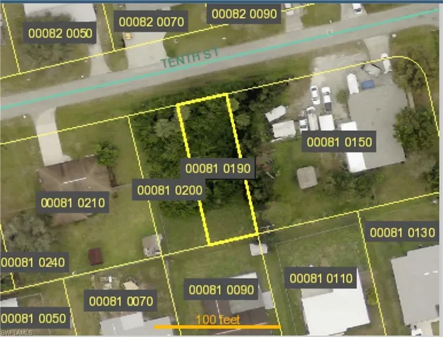 Aerial overview of property's location with property boundaries highlighted