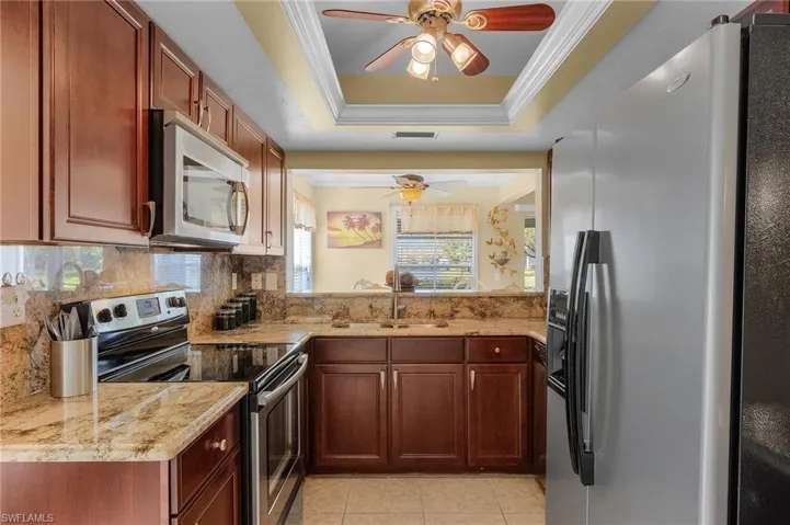 Even while cooking or cleaning a view out to the water is visible from the kitchen.