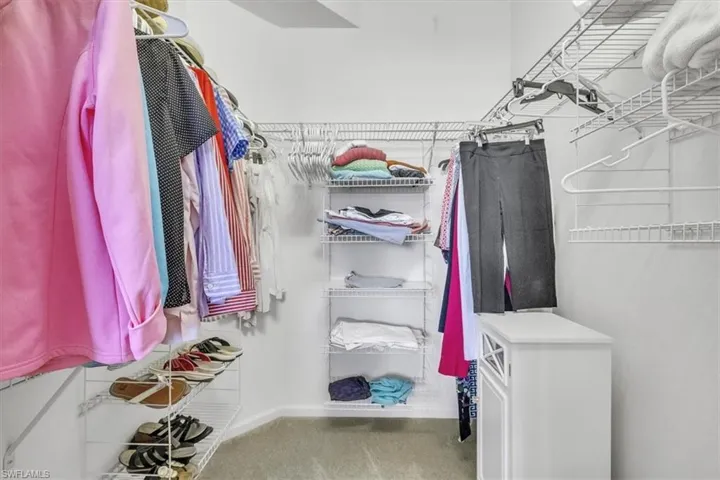 Spacious closet with light colored carpet