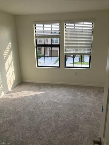 Empty room with plenty of natural light, carpet, and baseboards