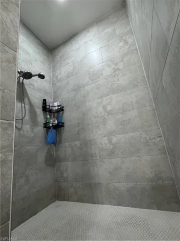 Bathroom with a tile shower