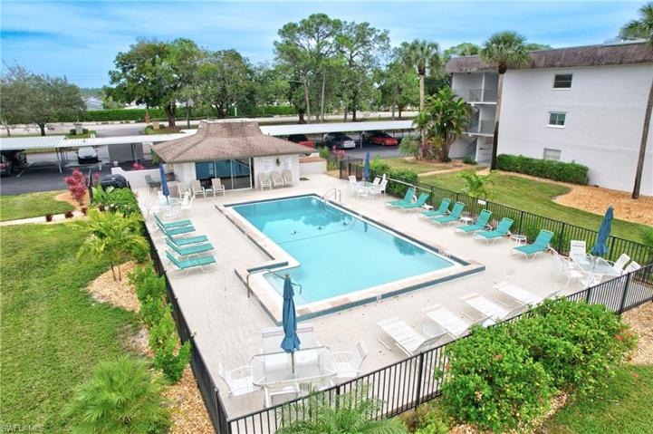 community pool with ample seating