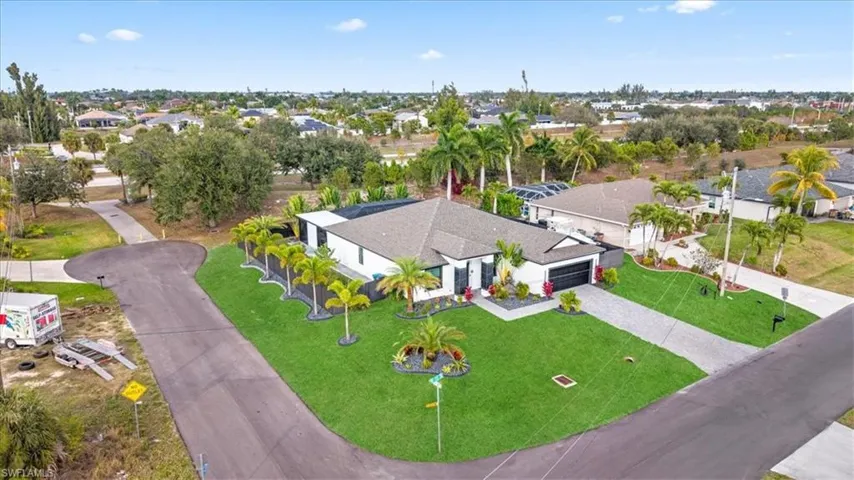 Aerial perspective of suburban area