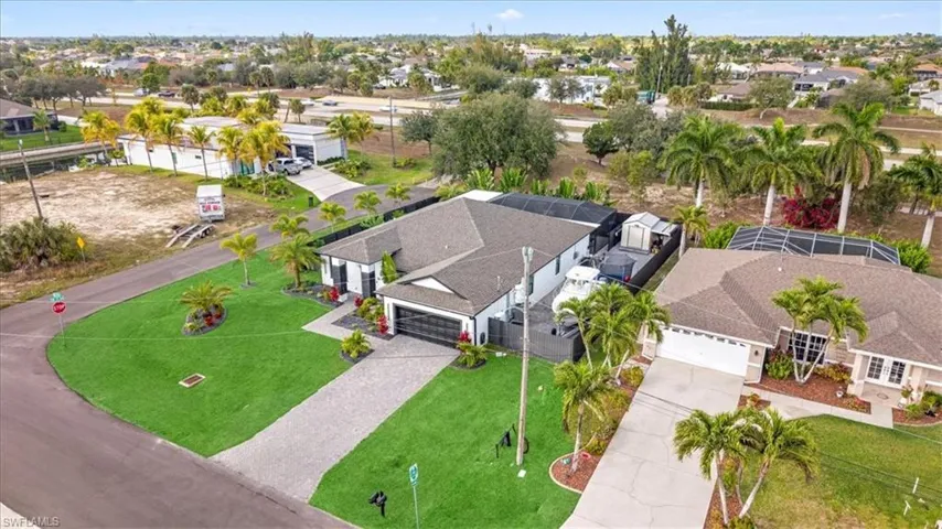 Aerial perspective of suburban area