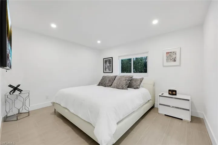 Porcelain flooring contiguous throughout each room.