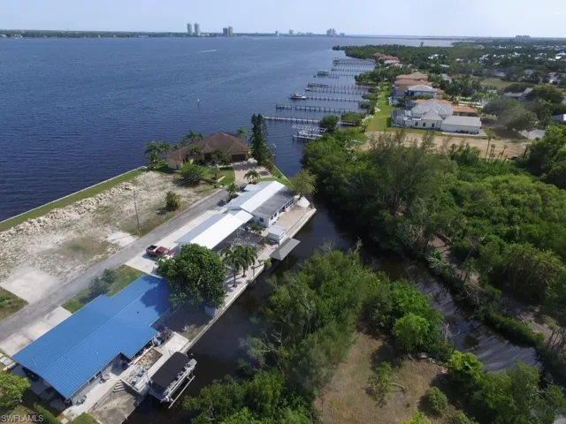 Bird's eye view of a nearby body of water