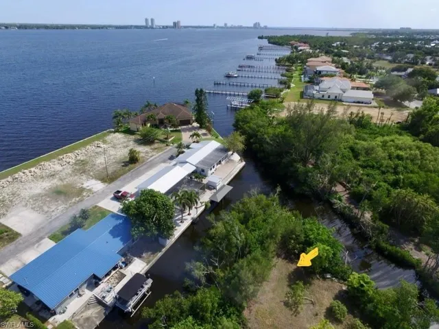 Bird's eye view of a nearby body of water