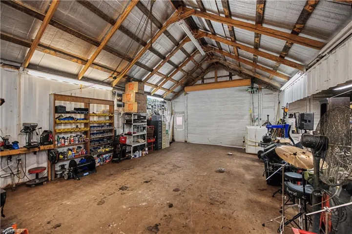 Garage with a workshop area