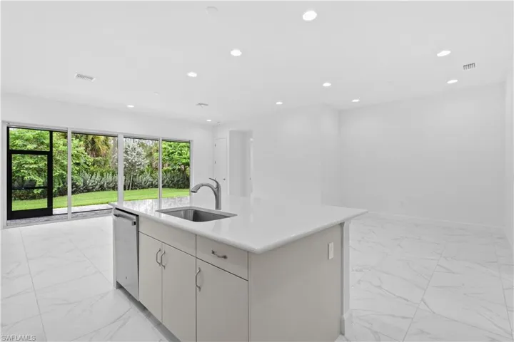 View from kitchen of the open concept great room