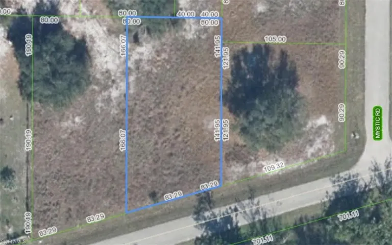 Aerial view of property's location featuring property parcel outlined