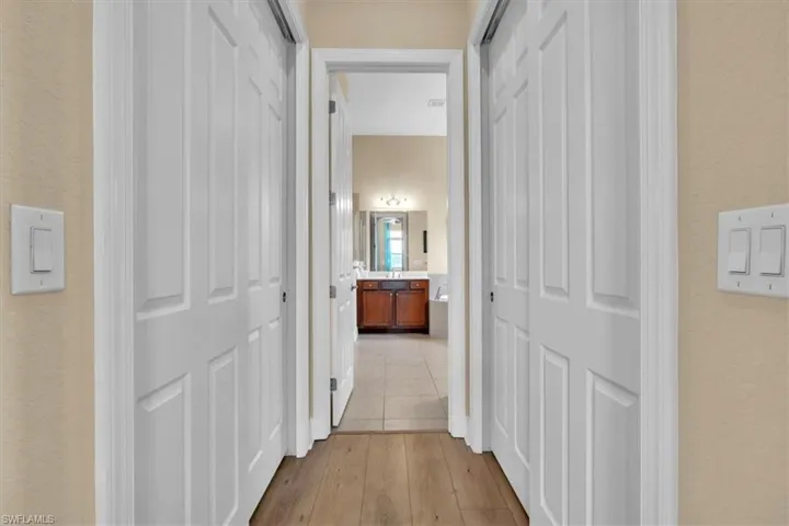 Closets between bedroom and bath