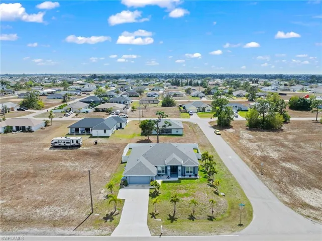 Aerial perspective of suburban area