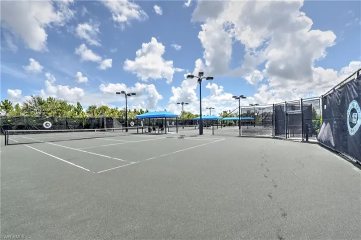 View of tennis courts