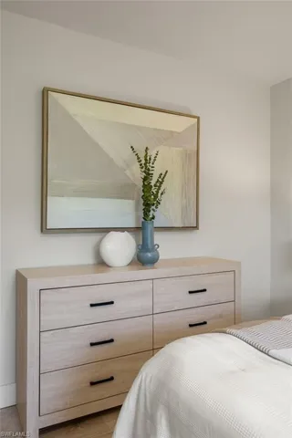 Bedroom with light wood-style flooring