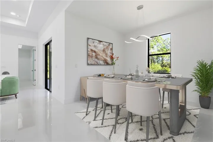 Dining area with baseboards