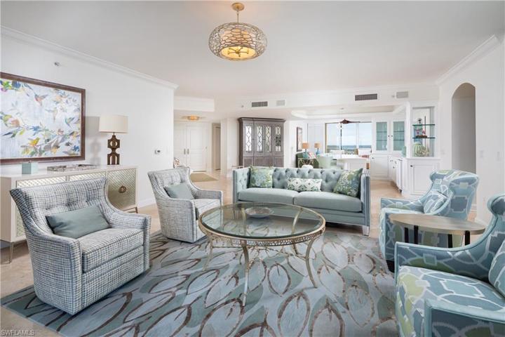 View of Living Room to Wine Bar and Family Room from Center Lanai