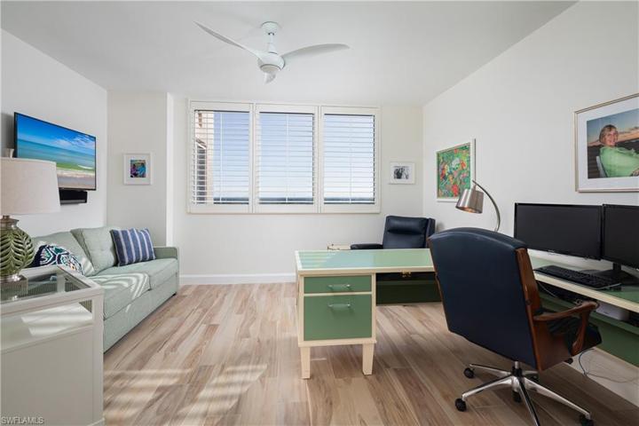 3rd Bedroom currently utilized as office space with queen sized sleeper sofa. This Bedroom an en suite bedroom with its own bathroom and walk-in closet.