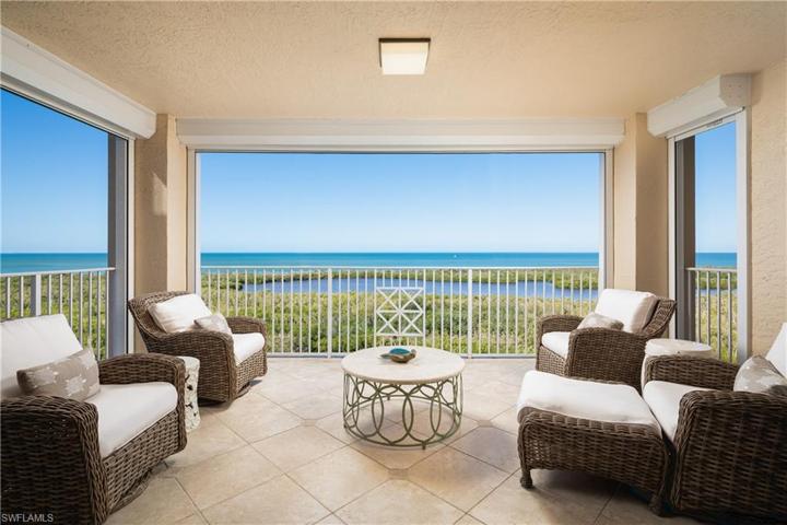 Unobstructed, Direct Western Facing Gulf of Mexico and Inner Clam Bay Views from the Center Lanai off the Living Room, 15th Floor, Southwestern Corner Unit.