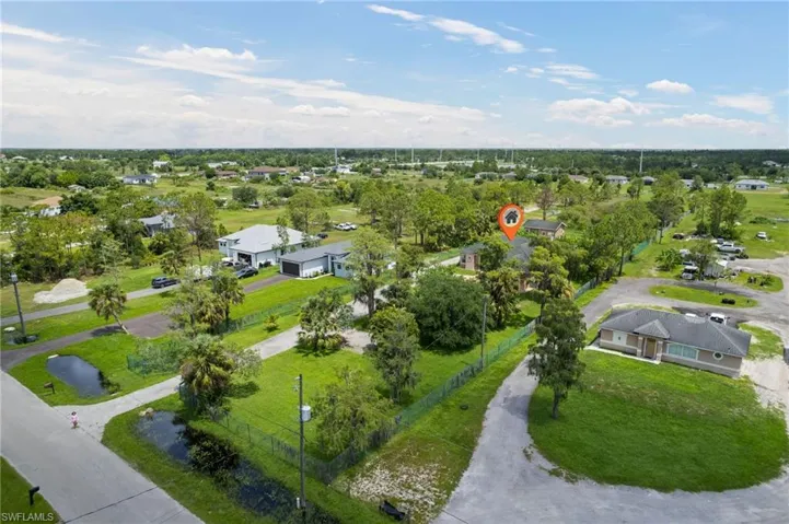 Aerial view of a tree filled landscape