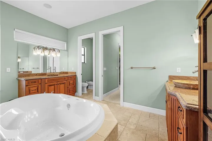 Soaking tub with tiled surround