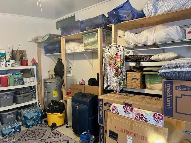 Storage featuring electric water heater