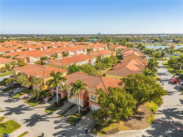 Aerial perspective of suburban area