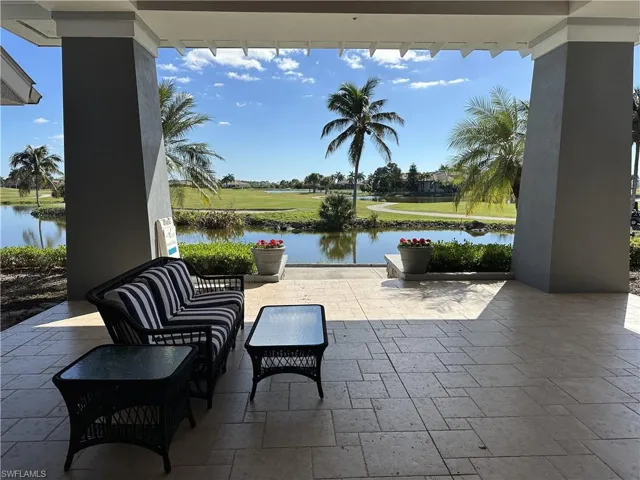 View of patio featuring a water view