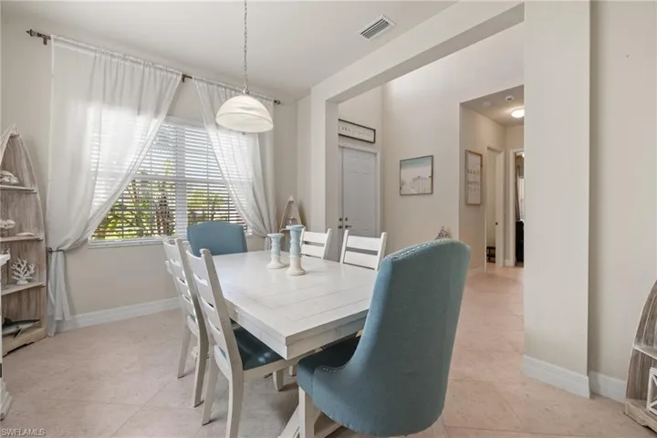 View of tiled dining space