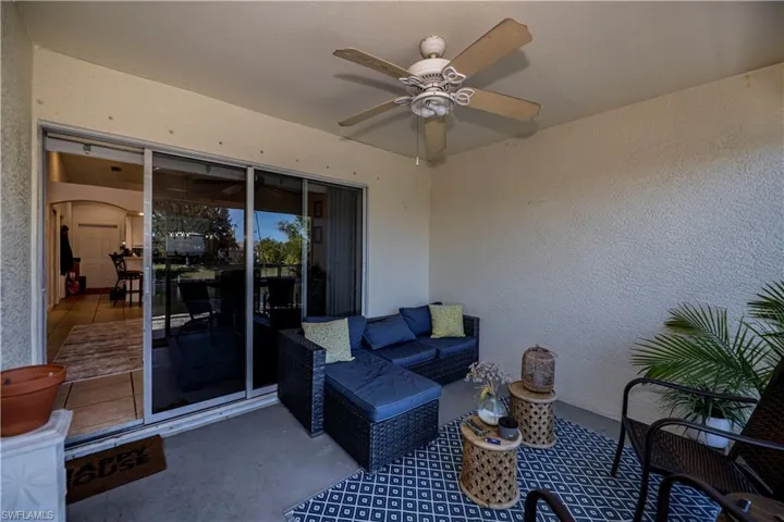 View of patio / terrace featuring a ceiling fan