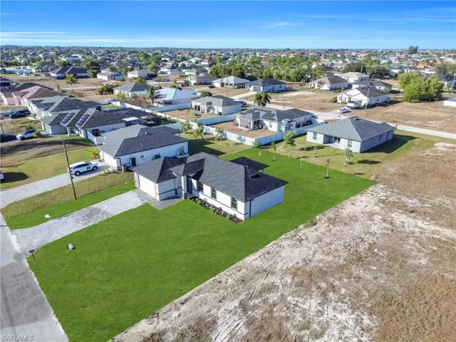 Aerial perspective of suburban area