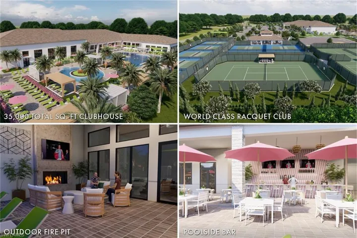 Resort Pool, Pickleball, relaxation area, social area