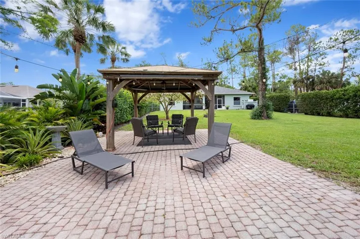 View of patio / terrace featuring a gazebo