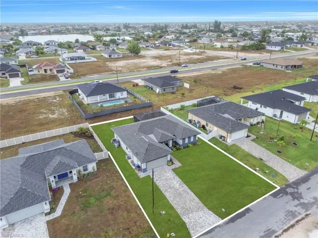 Aerial perspective of suburban area