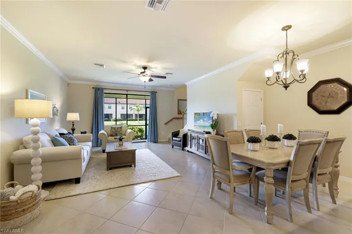 Living room/dining room with views to the lake
