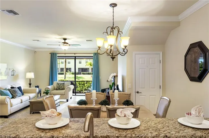 View from breakfast bar to back of unit