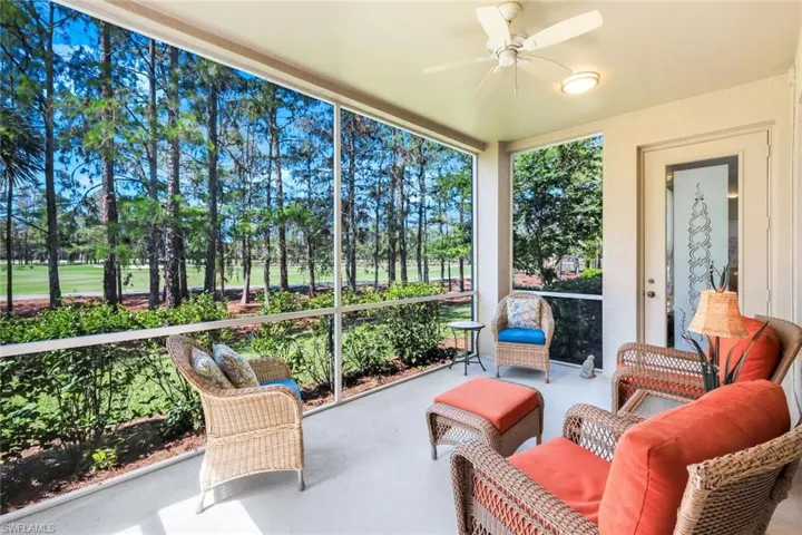 Sunroom with ceiling fan