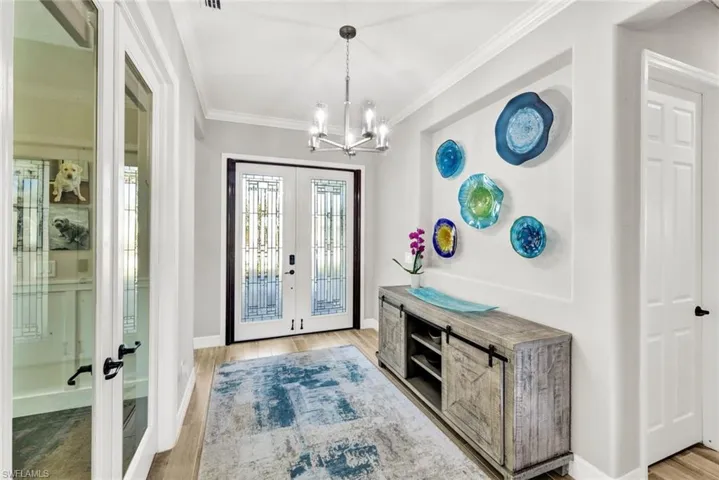 Entryway with Custom Doors and Glass French Office Doors