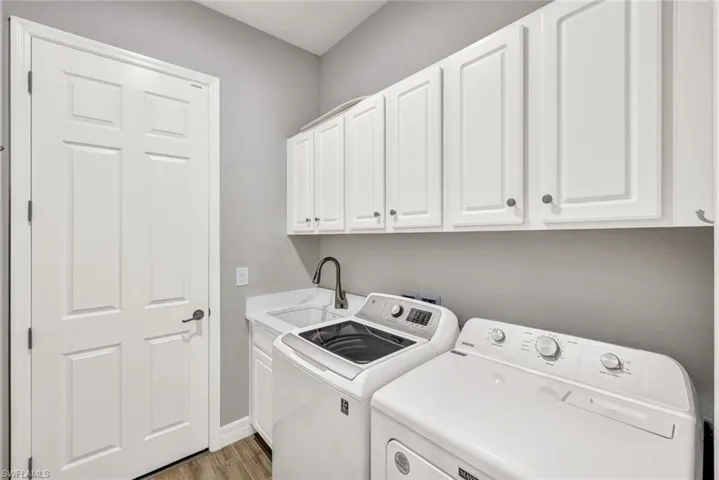 Fully Equipped Laundry Room with Sink and Built ins