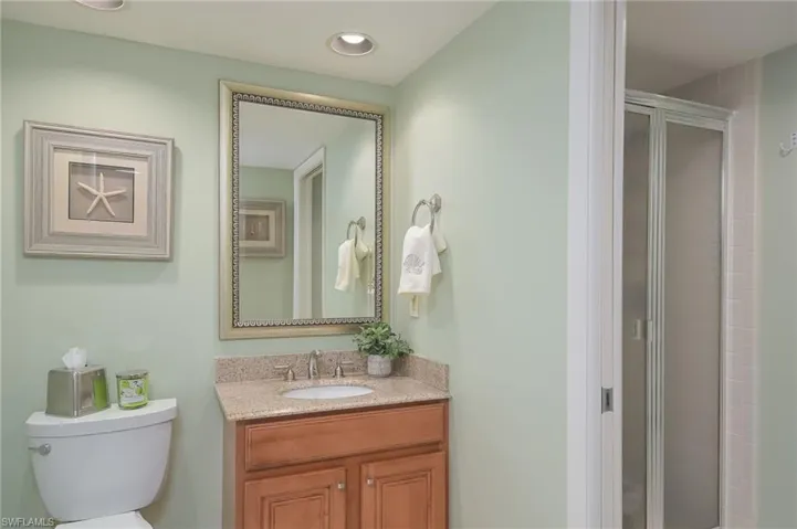 Guest bath adjacent to guest room