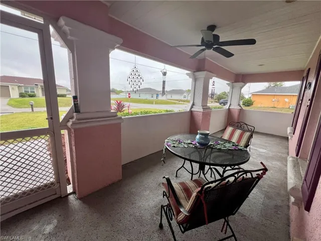 Screened front porch.